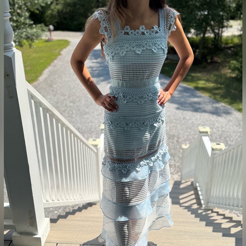 Valleygirl Light Blue Lace Midi Dress